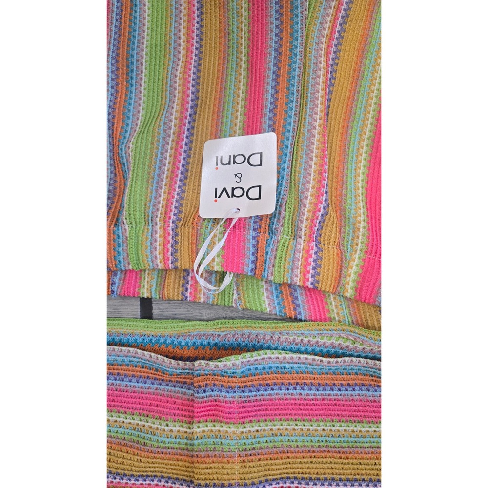 Davi & Dani Multi Color Striped Knit 2 Piece Set Button Down Flare Pants L - Picture 4 of 9